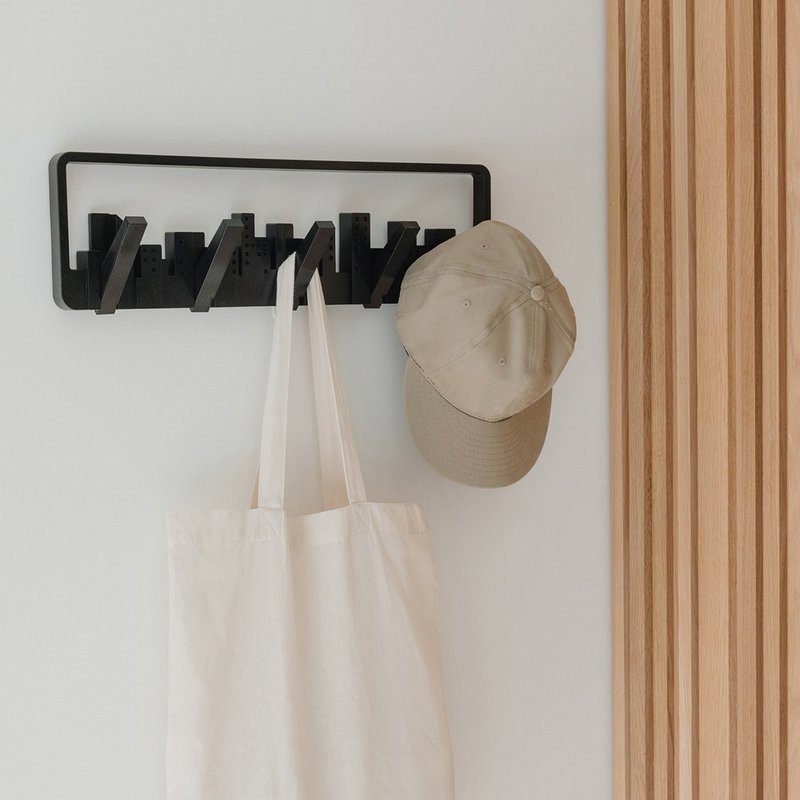 【Umbra】壁掛式掛勾收納架(墨黑城市) | 牆壁掛勾 掛勾架 - 衣架/衣帽架/掛勾 - 其他金屬 黑色