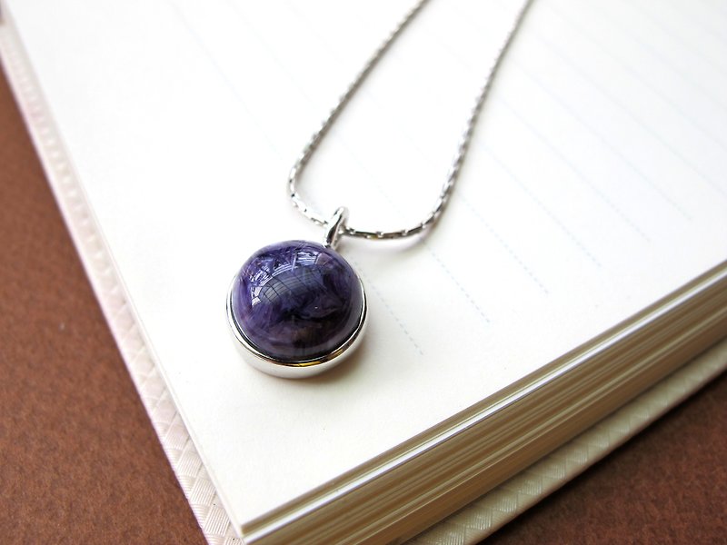 onion-bulb Hands Natural stone series - "Purple Egg" - wallet edge Charoite ┌925 - สร้อยคอ - เครื่องเพชรพลอย สีม่วง