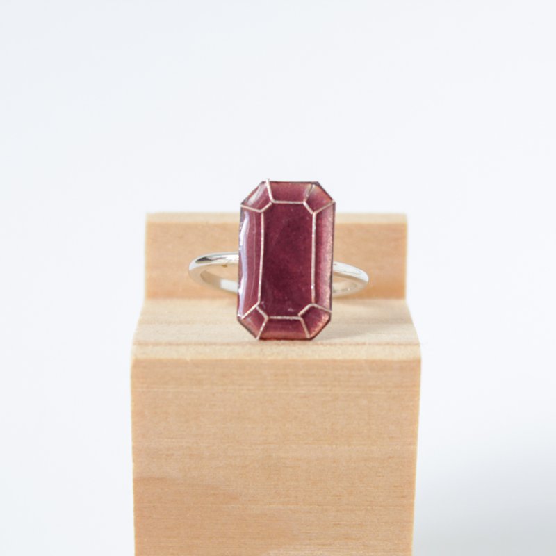 Cloisonne ring February birthstone amethyst color - แหวนทั่วไป - วัสดุอื่นๆ สีม่วง