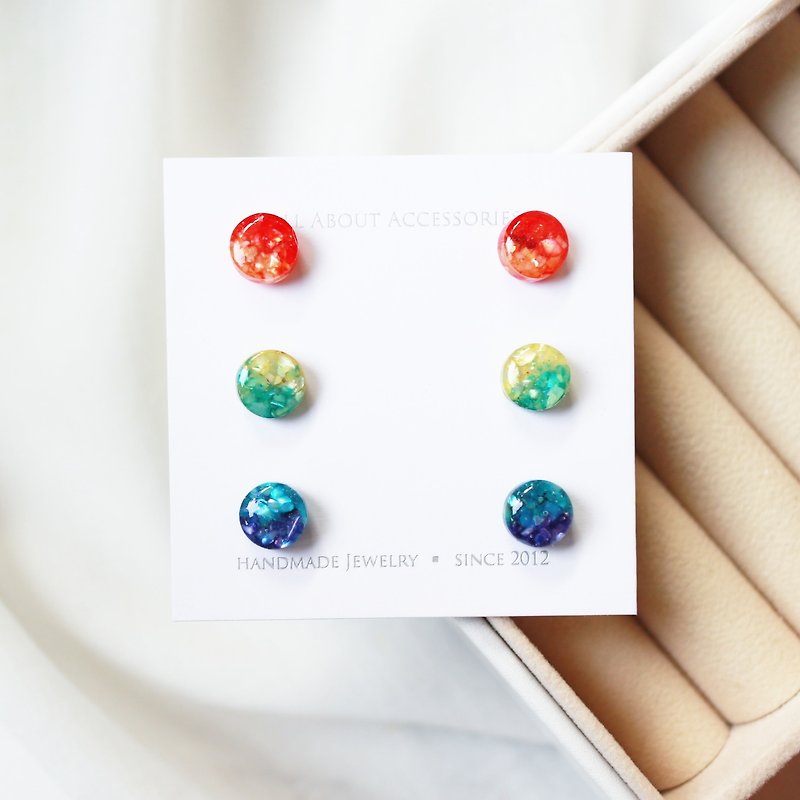 Fragments of Time Series-Geometric Rainbow Earrings Clip-On - ต่างหู - โลหะ หลากหลายสี