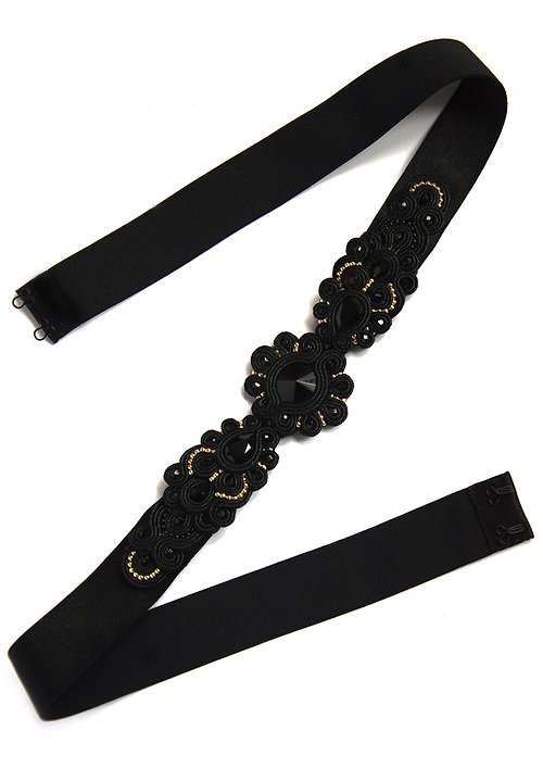 Olga Sergeychuk jewelry Belt Black and gold Embellished beltChristmas Gift Wrapping