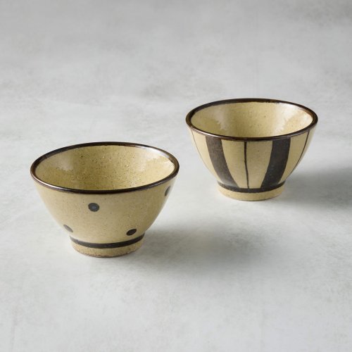 有種創意 日本食器 日本美濃燒 - 水玉十草對碗組(2件式) - 11cm