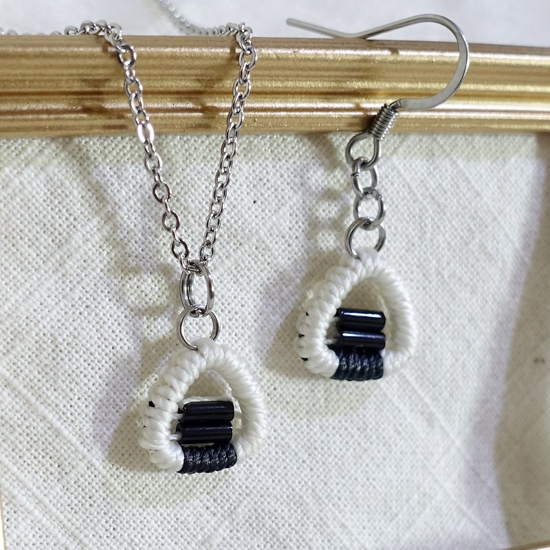 Rice ball earrings necklace│Creative weaving series│Wax Wax Stainless Steel ear needles adjustable Clip-On - Earrings & Clip-ons - Waterproof Material White