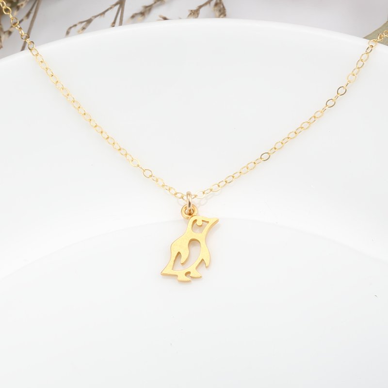 Lucky penguin s925 sterling silver 24k gold plated Birthday Valentine Day gift - Necklaces - 24K Gold Gold