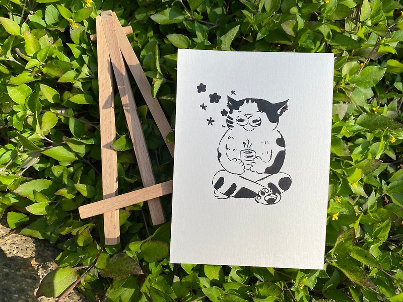 cat handmade screenprinting card - การ์ด/โปสการ์ด - กระดาษ 