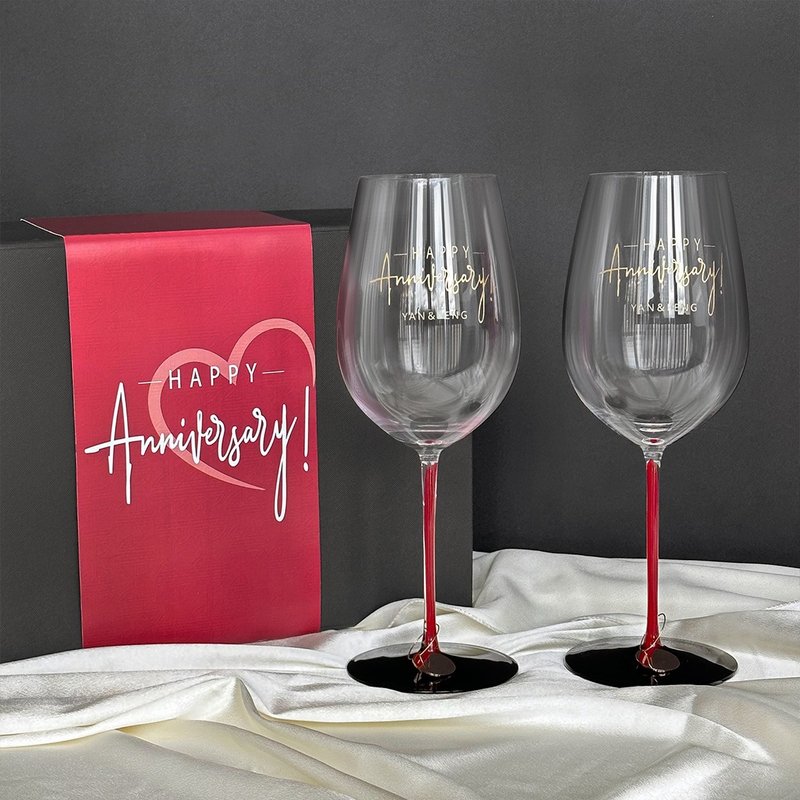 High-luxury red wine glass set丨Customized gift red wine glass pair for couples, wedding gift for friends - Cups - Glass 