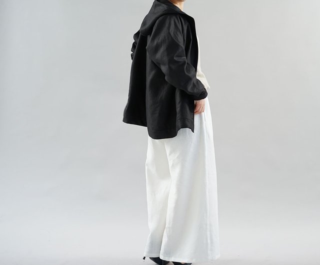 wafu. リネン&コットン　フード付きパーカー　ブラック 0_1f46c36ea50da769be96b998c6ba