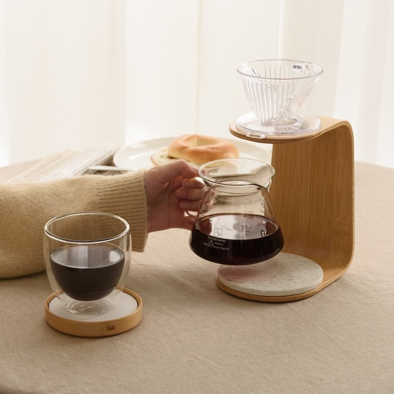 【Gudee】TRIVI filter cup holder hand brewed coffee holder - เครื่องทำกาแฟ - ไม้ไผ่ สีนำ้ตาล