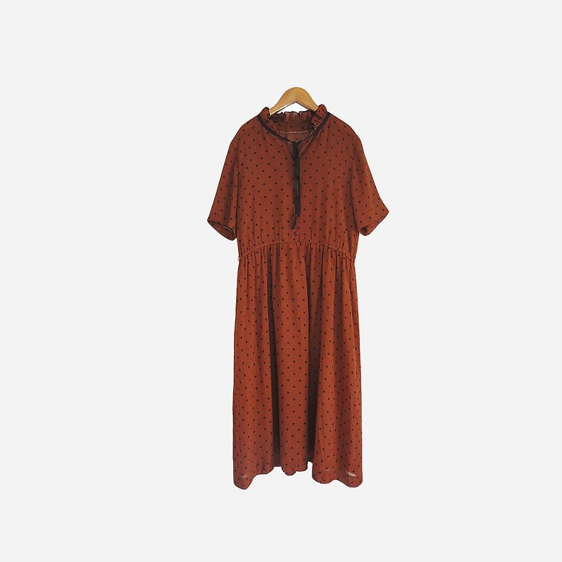 Dislocation vintage / Lotus collar dress no.708 vintage - One Piece Dresses - Polyester Brown