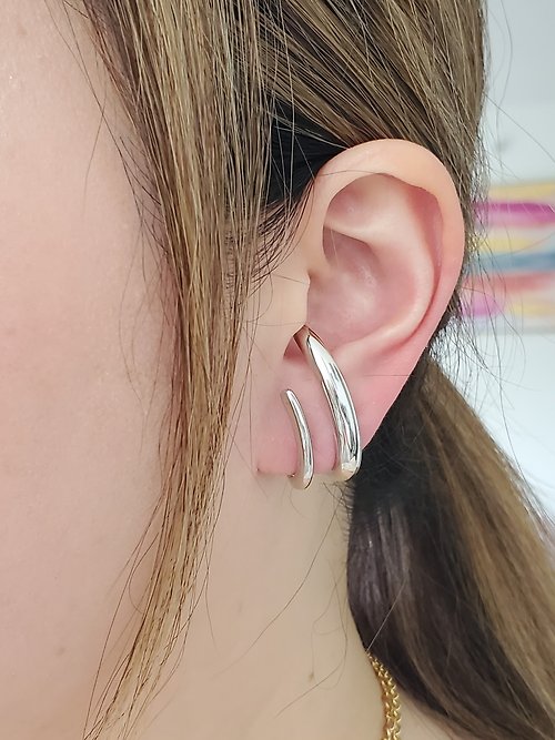 K Jewelry by Katerina 925 純銀耳針 雙線條耳環 ~ 幾何耳環 ~ 耳窩耳環 ~ 氣質簡約