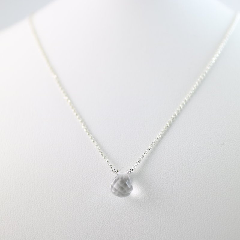 【ColorDay】 drop white crystal <Crystal Quartz> 925 sterling silver necklace - สร้อยคอ - เครื่องเพชรพลอย ขาว