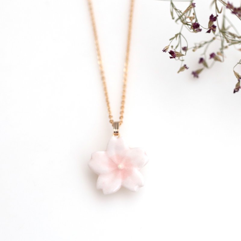 Sakura necklace - 項鍊 - 瓷 粉紅色