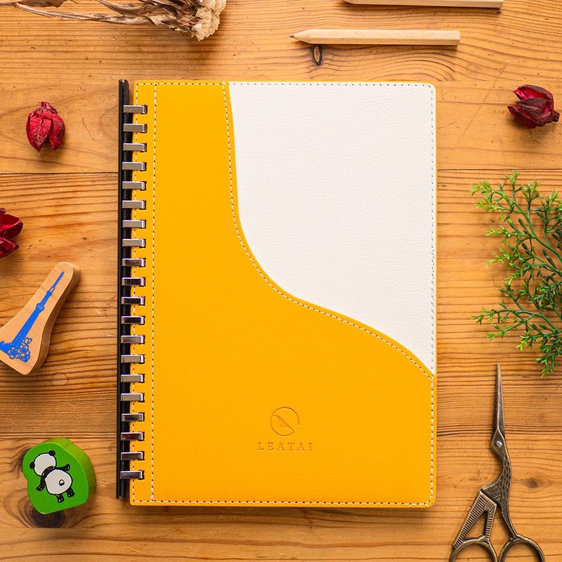 A5 pull-out imitation leather loose-leaf notebook-Dahewanwan. sweet orange yellow - Notebooks & Journals - Paper Yellow