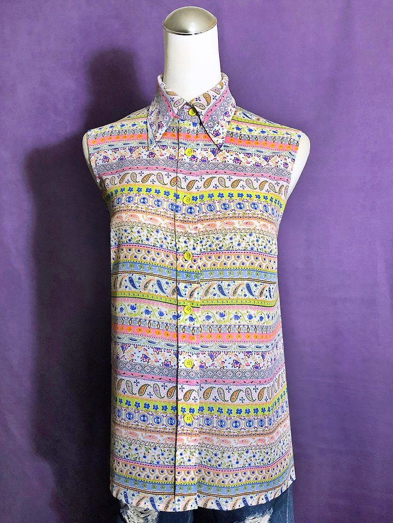 Totem sleeveless vintage shirt / brought back to VINTAGE abroad - Women's Shirts - Polyester Multicolor