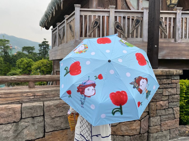 限時免運中包子小姐像是在花中旋轉晴天雨天都可以帶上的雨傘 - 雨傘/雨衣 - 防水材質 藍色