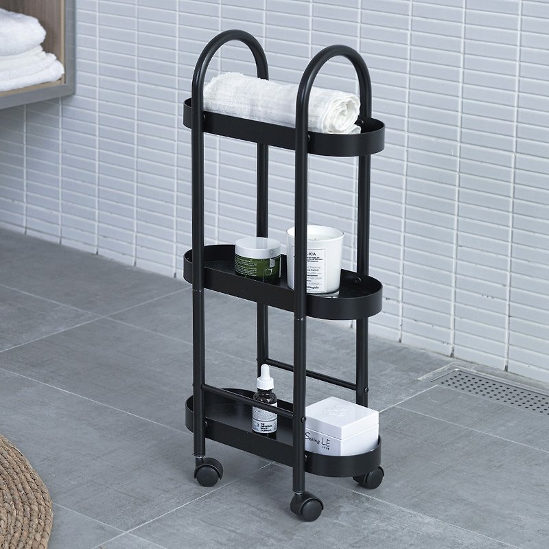 【Sim'n Coz】Urban Three-Tier Storage Cart/Crack Cart/Storage Rack (Black) - Bathroom Supplies - Other Metals Black