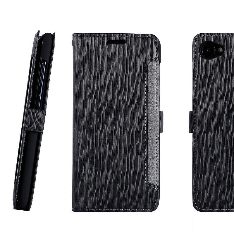 CASE SHOP HTC Desire 12 Front Retractable Side Leather Case - Black (4716779659542) - Phone Cases - Faux Leather 