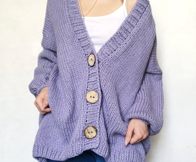 purple oversized cardigan