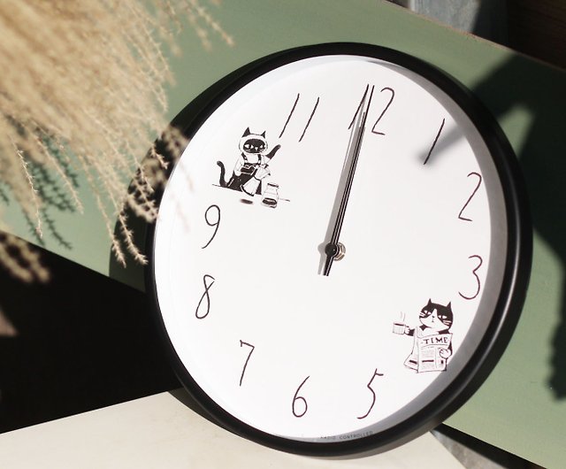 サイレント電波時計壁掛け時計自動タイムスクールl猫さんのアフタヌーンティー - ショップ carryplus 時計 - Pinkoi