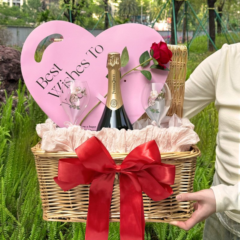 母親節香檳禮籃Perrier-Jouët 香檳客製化人像訂製文字 感謝母愛 - 酒類/酒精飲品 - 玻璃 