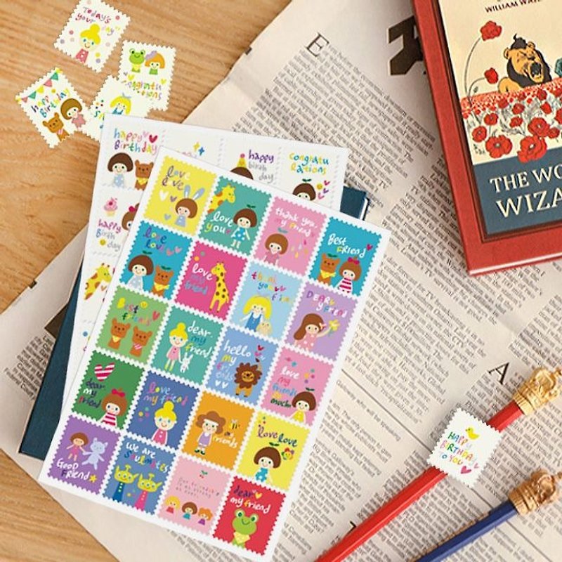 7321 Desgin - Stamp Sticker Set V4-Oktina A01, 7321-04436 - Stickers - Paper Multicolor