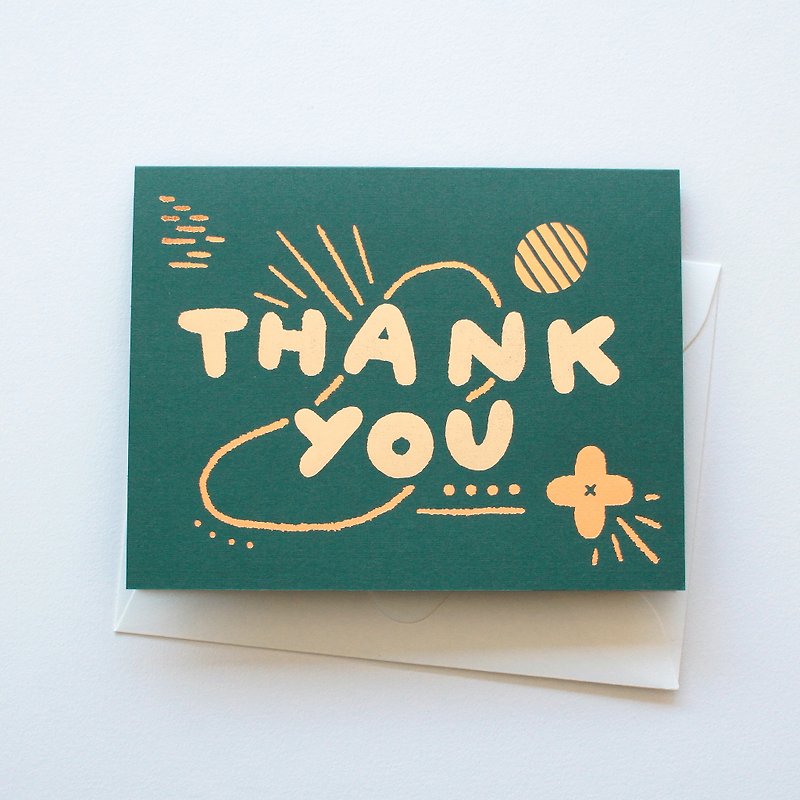 การ์ดอวยพร Thank You - Green / Gold - การ์ด/โปสการ์ด - กระดาษ สีเขียว
