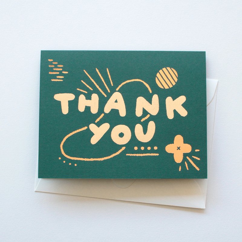 Thank You Card - Green / Gold - 卡片/明信片 - 紙 綠色