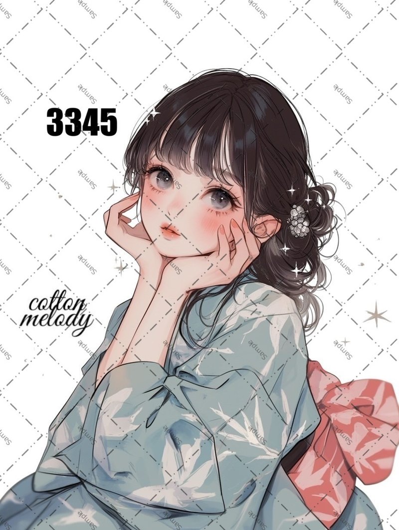 original sticker no.3345 人物ステッカー オリジナルステッカー オリジナル人物ステッカー 装飾ステッカー cotton melody - 貼紙 - 紙 