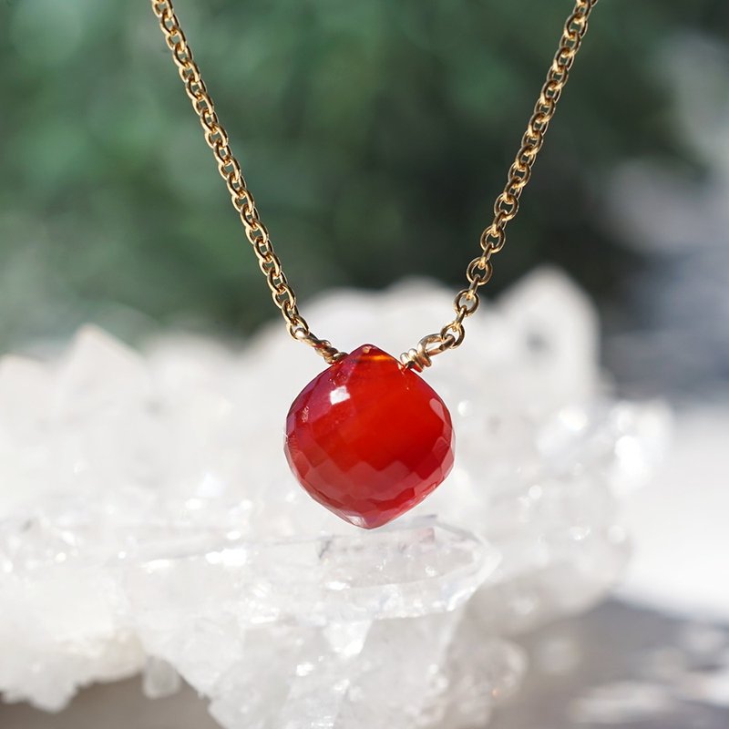 Best coloring - Carnelian lantern necklace - สร้อยคอ - เครื่องเพชรพลอย สีแดง