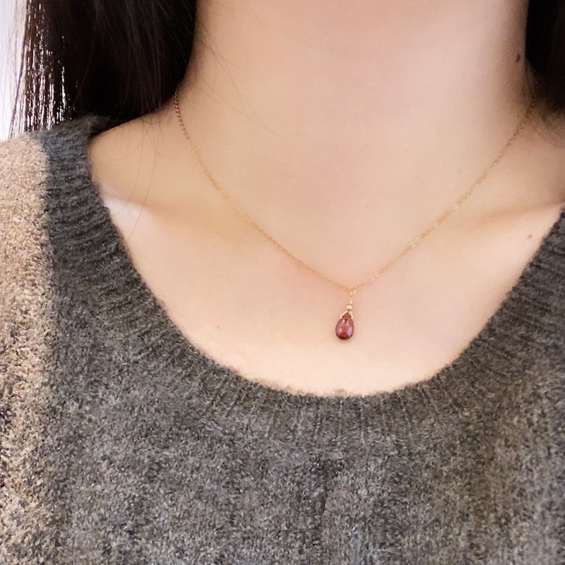 ITS-N137 [14KGF · · Stone birthstone Gemstone necklace in January]. - Necklaces - Semi-Precious Stones Red