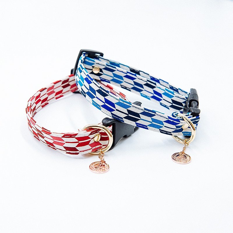 【Momoji】 Pet Collar - Arrows - ปลอกคอ - ผ้าฝ้าย/ผ้าลินิน สีน้ำเงิน
