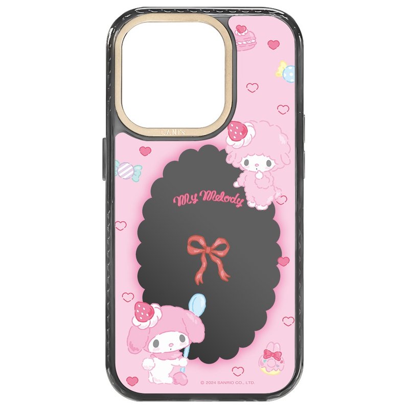 Biano Mirror Strawberry Bow Magnetic Transparent Black Frame iPhone 16 15 14 13 Pro Max - เคส/ซองมือถือ - วัสดุอีโค สีดำ