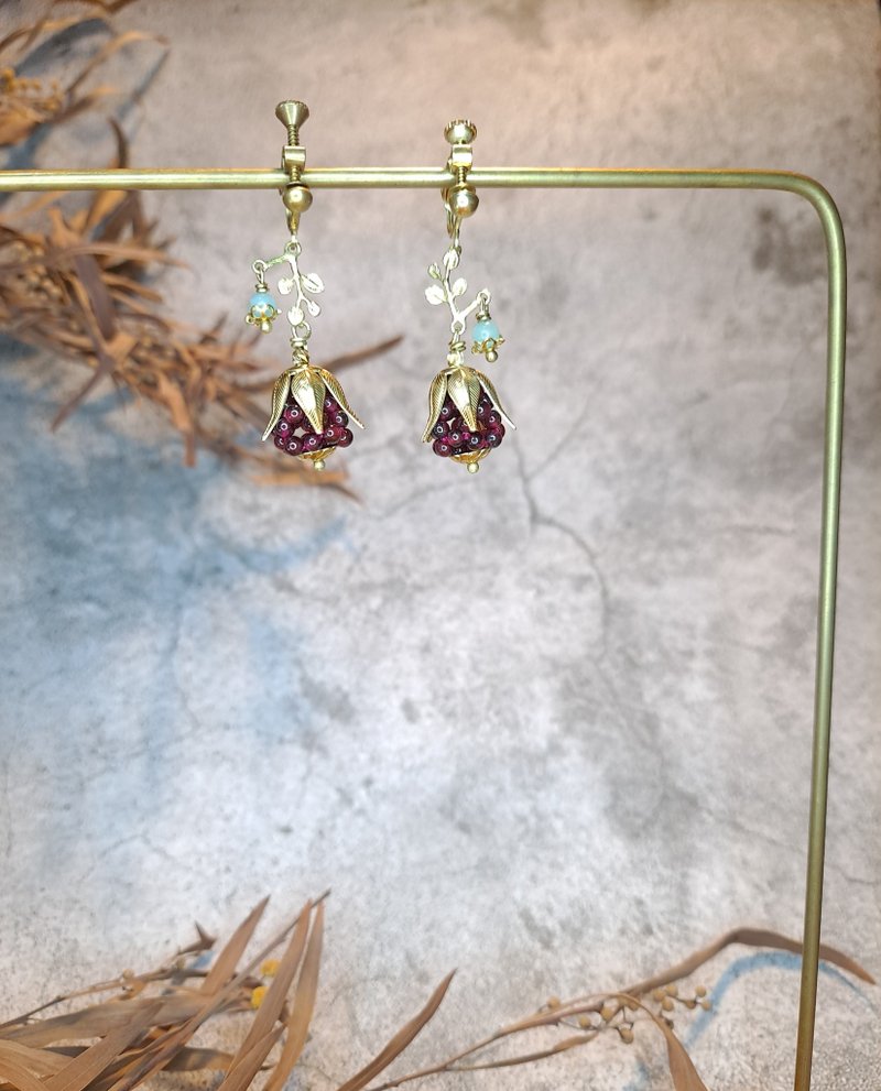 Cold Dew Crimson Purple-Zero Two - Earrings & Clip-ons - Gemstone Multicolor