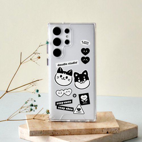 TOYSELECT doudle studio豆喵拼貼樂防摔透明SAMSUNG手機殼