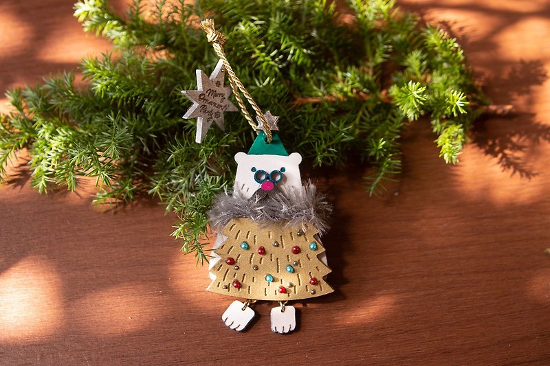 Stock limit-Polar bear ornament that wants to be a tree - Stuffed Dolls & Figurines - Wood Gold