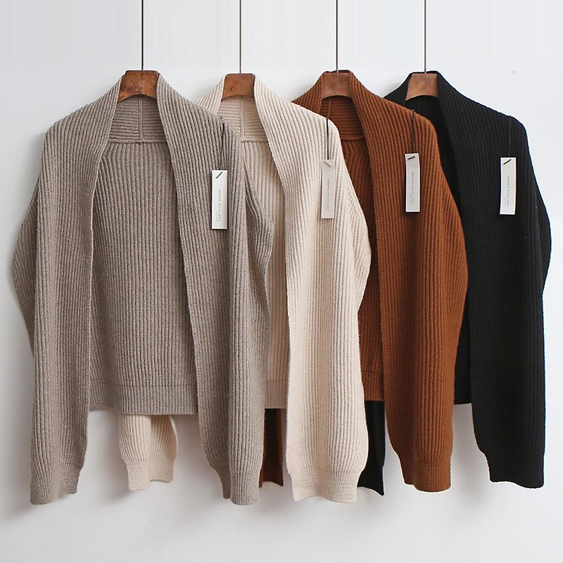 Merino wool knit shawl  4colors made in korea - Women's Sweaters - Wool Green