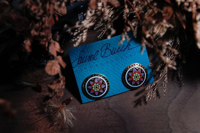 Vintage Signed Laurel Burch Rare WATER LILIES EARRINGS - Earrings & Clip-ons - Enamel Multicolor