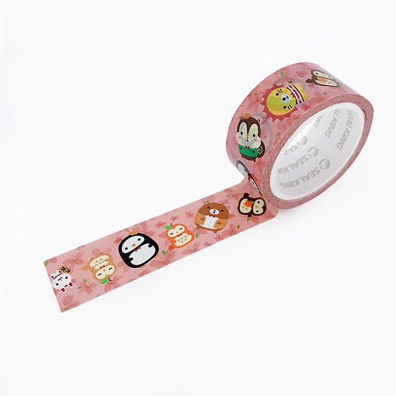 Squly & Friends Decoration Tape (Pink Sakura) | Notebook Deco/Masking Tape - Washi Tape - Acrylic Pink