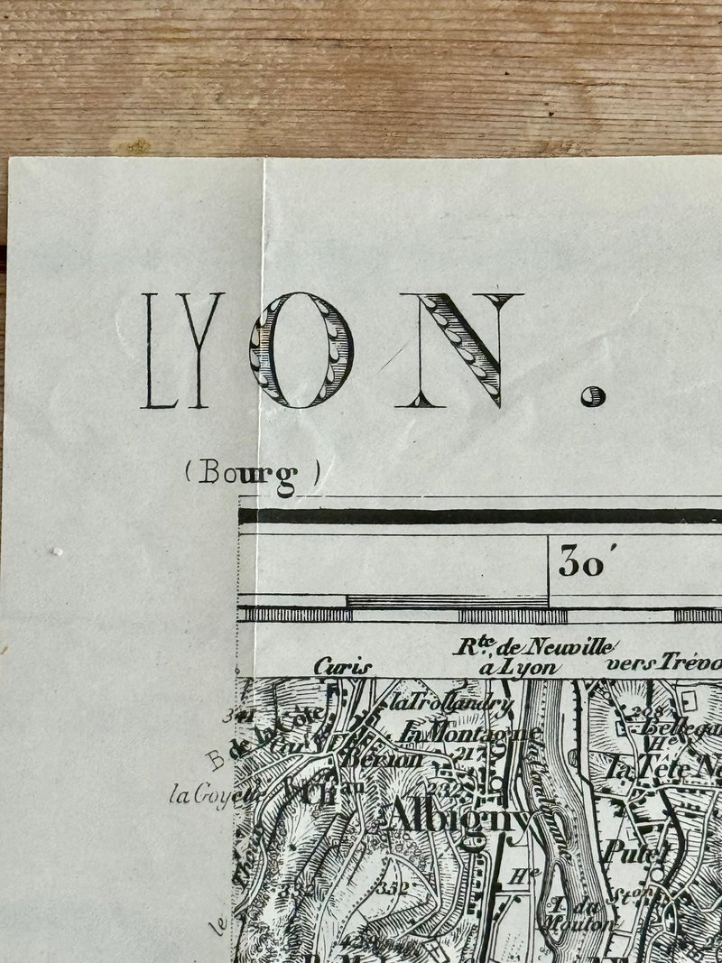 40416- French antique army map of LYON dated 1902 - Wall Décor - Paper 