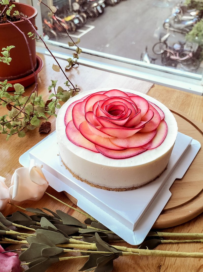 [Blooming Sweetness] Candied Apple Whipped Cheese 6 Inch No Cream/No Coloring/Can Be Delivered to Other Counties and Cities - Cake & Desserts - Fresh Ingredients Red