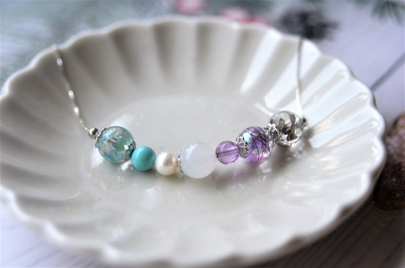 Birthstone - 自選誕生石與胎毛珠 925銀母乳飾品項鍊 - 項鍊 - 銀 多色