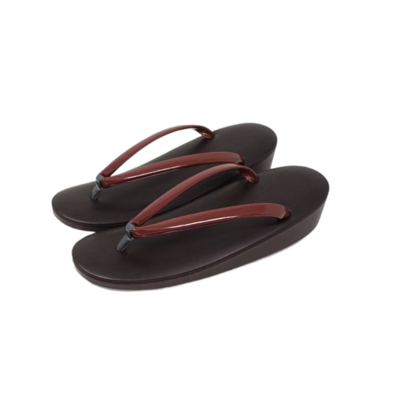 Woodgrain genuine leather sandals, sappan flower strap, free size - อื่นๆ - หนังแท้ สีนำ้ตาล