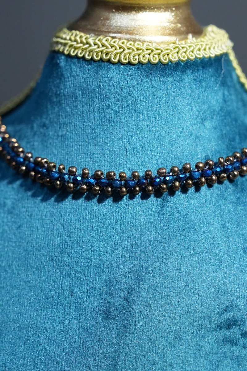 手作2way項鏈or手鍊&戒指套組 (可單純購買)- 埃及金屬藍咖金 - 項鍊 - 其他材質 藍色