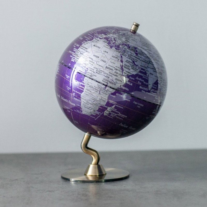 SkyGlobe 5" Deep Purple Metal Base Globe (English Version) - ของวางตกแต่ง - โลหะ สีม่วง