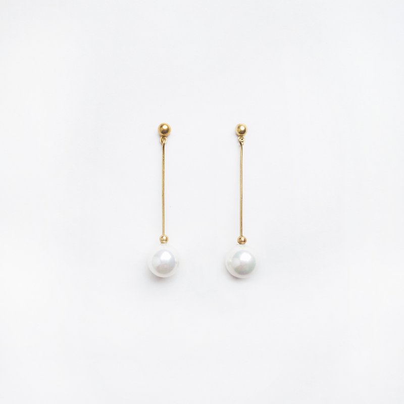 鐘擺耳環 (貝珠) - Pendular earrings (shell) - 耳環/耳夾 - 貝殼 金色