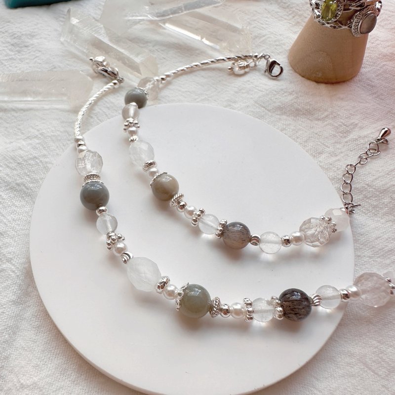 雪夜光語 蘇宏圖阿拉善 白水晶 白玉 - 手鍊/手環 - 半寶石 透明