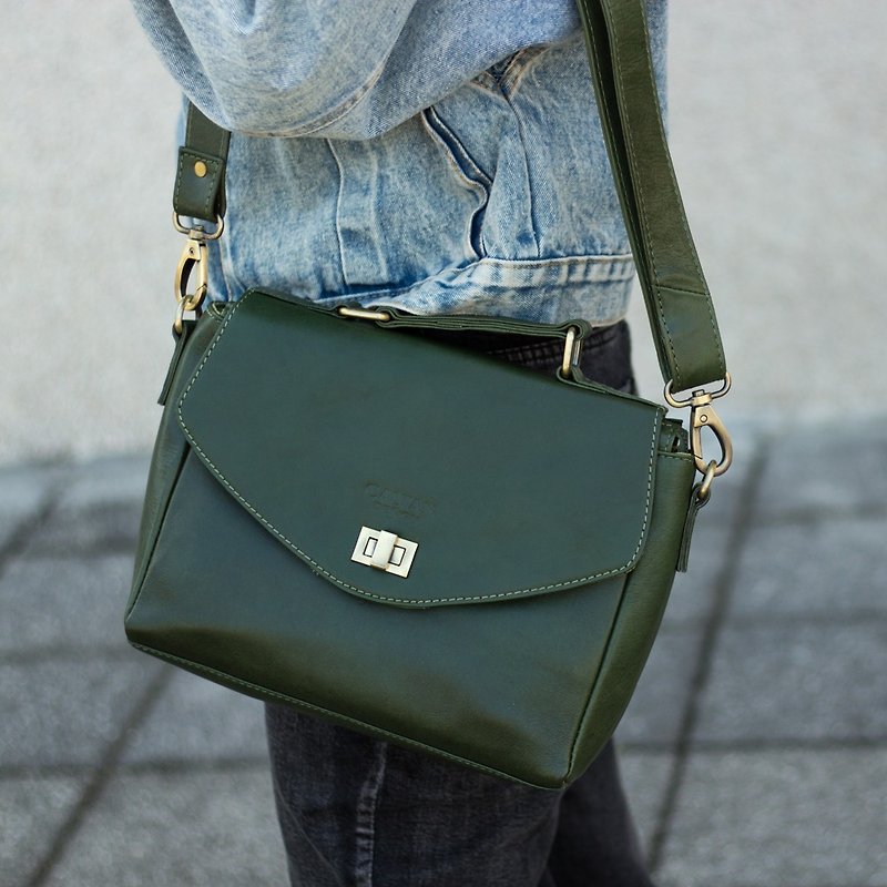 [Buy one get one free] Genuine leather replica handheld/cross-body envelope bag-5221cd green - Messenger Bags & Sling Bags - Genuine Leather Khaki