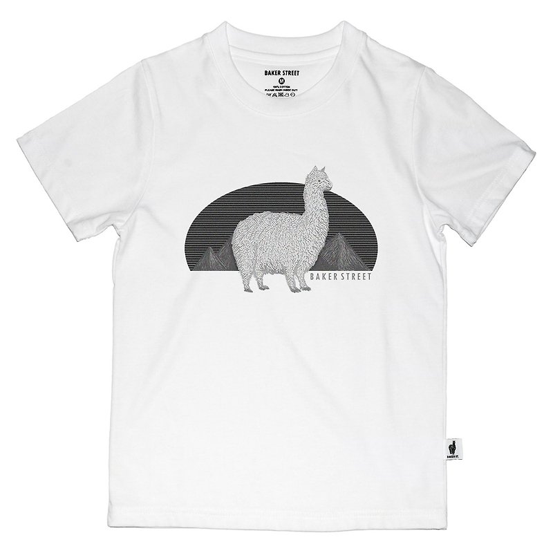 British Fashion Brand -Baker Street- Alpaca's Journey Printed T-shirt For Kids - Tops & T-Shirts - Cotton & Hemp White