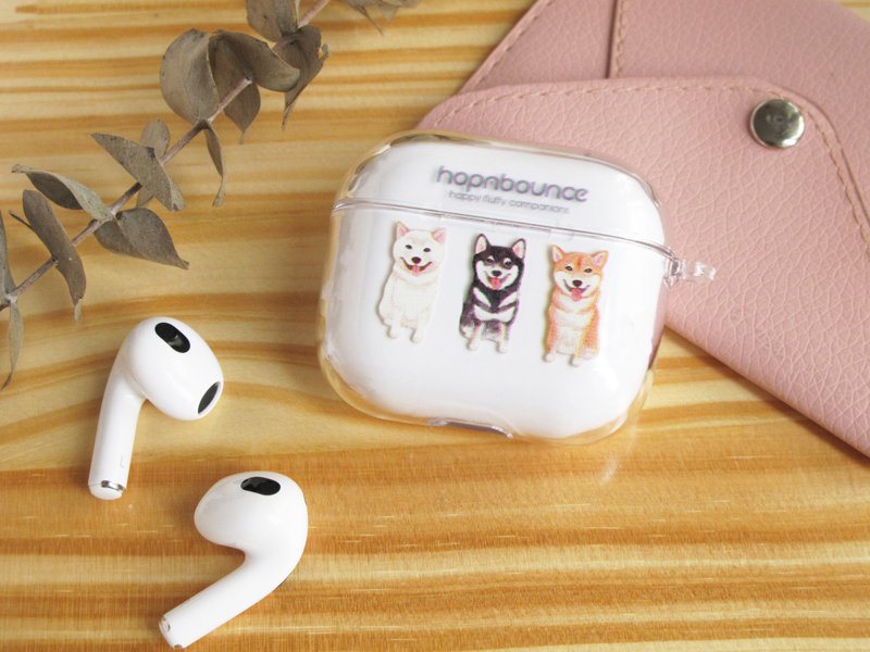 柴犬 AirPods 透明耳機保護套 Case 1/2/3/Pro 黑柴 白柴 赤柴 - AirPods/耳機保護套 - 塑膠 透明