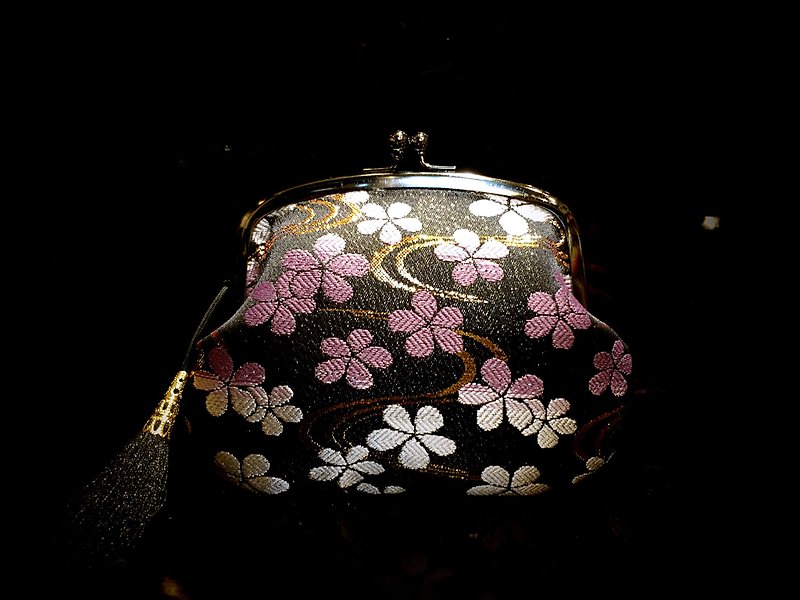 錦織金のガウン紫の桜の水の父親の口の金のパッケージ - 財布 - 刺しゅう糸 パープル